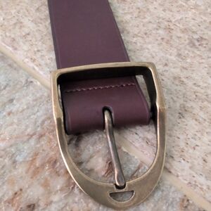 Ralph Lauren Brown Leather Belt with Brass Buckle
